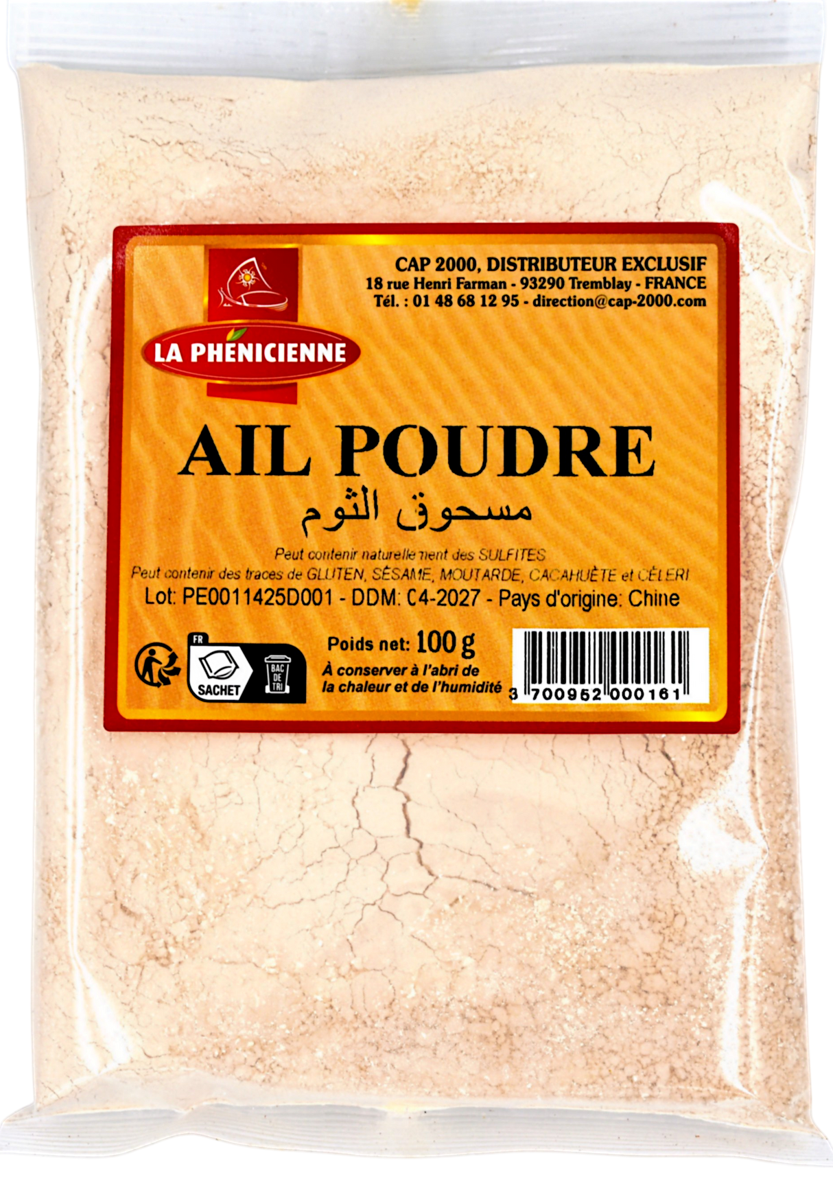 Ail moulu sachet 100g - La Phénicienne