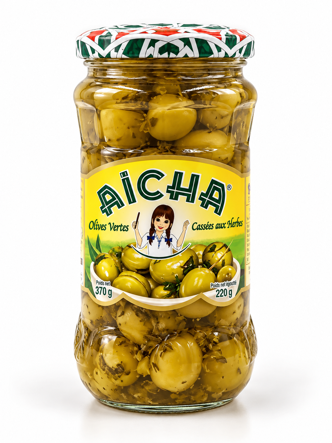 Olives vertes cassées aux herbes Aïcha