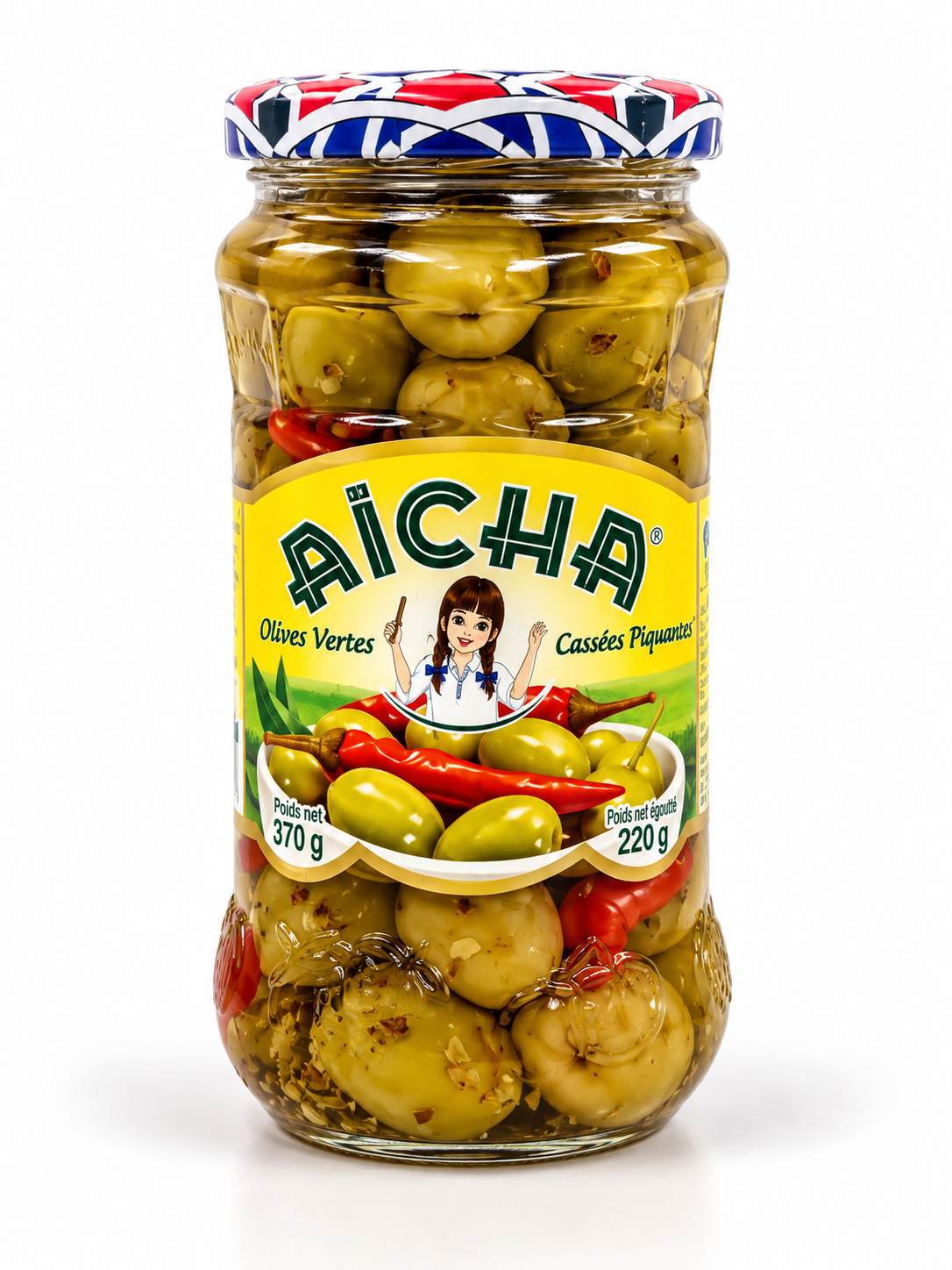 Olives vertes cassées aux piquantes Aïcha