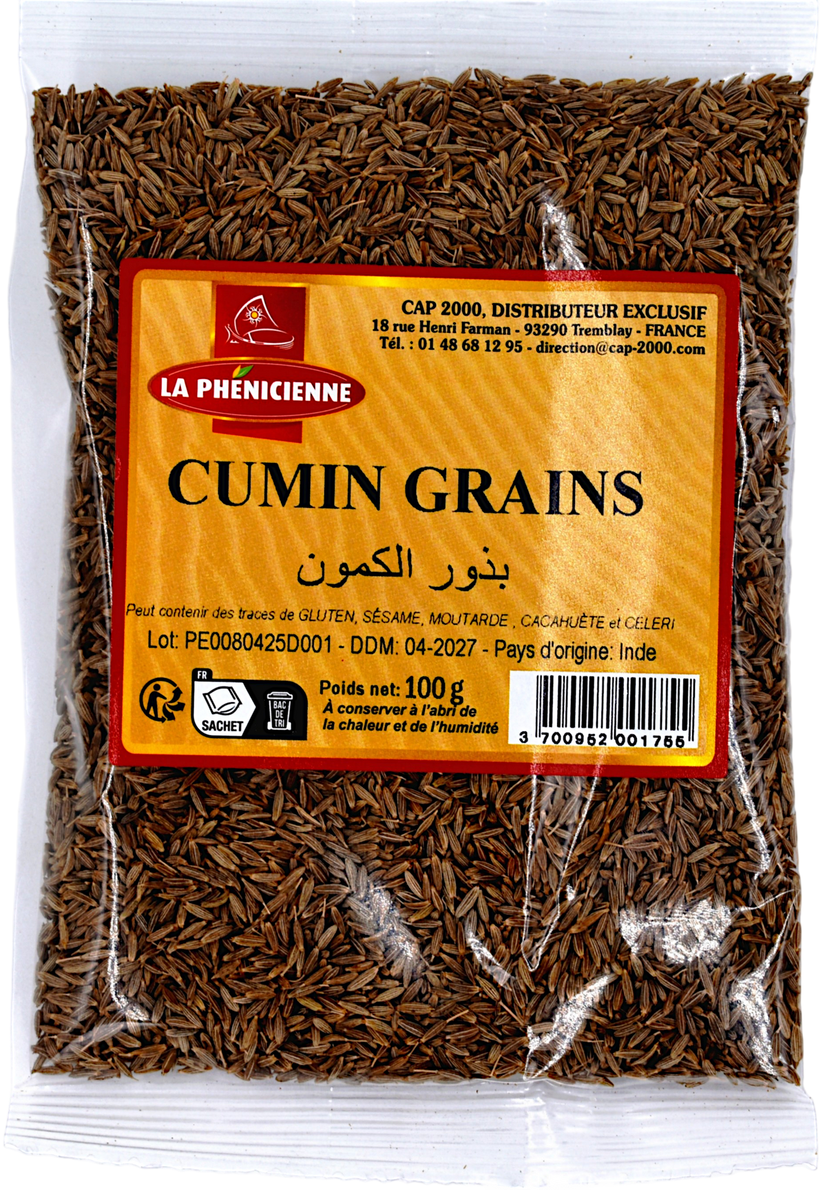 Cumin en grain sachet 100g - La Phénicienne
