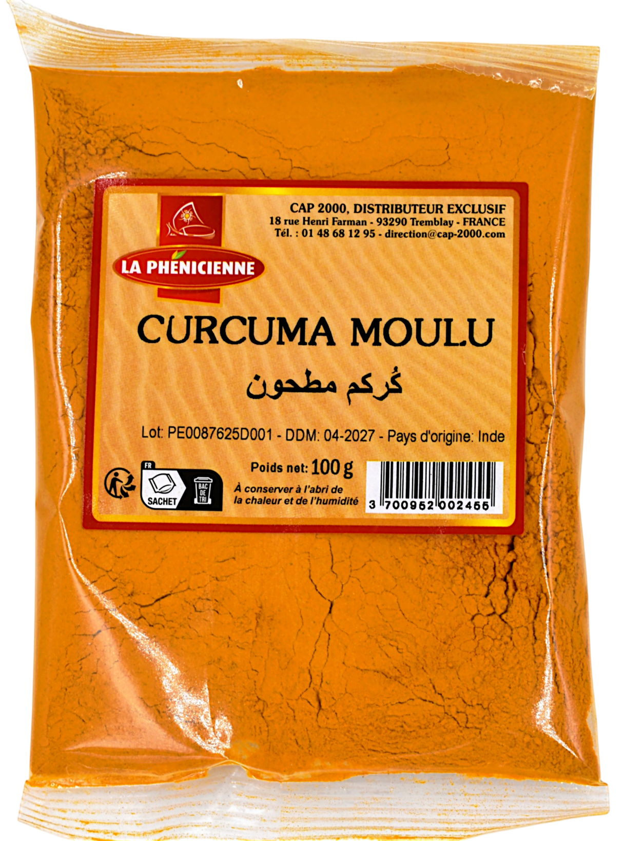 Curcuma moulu sachet 100g - La Phénicienne