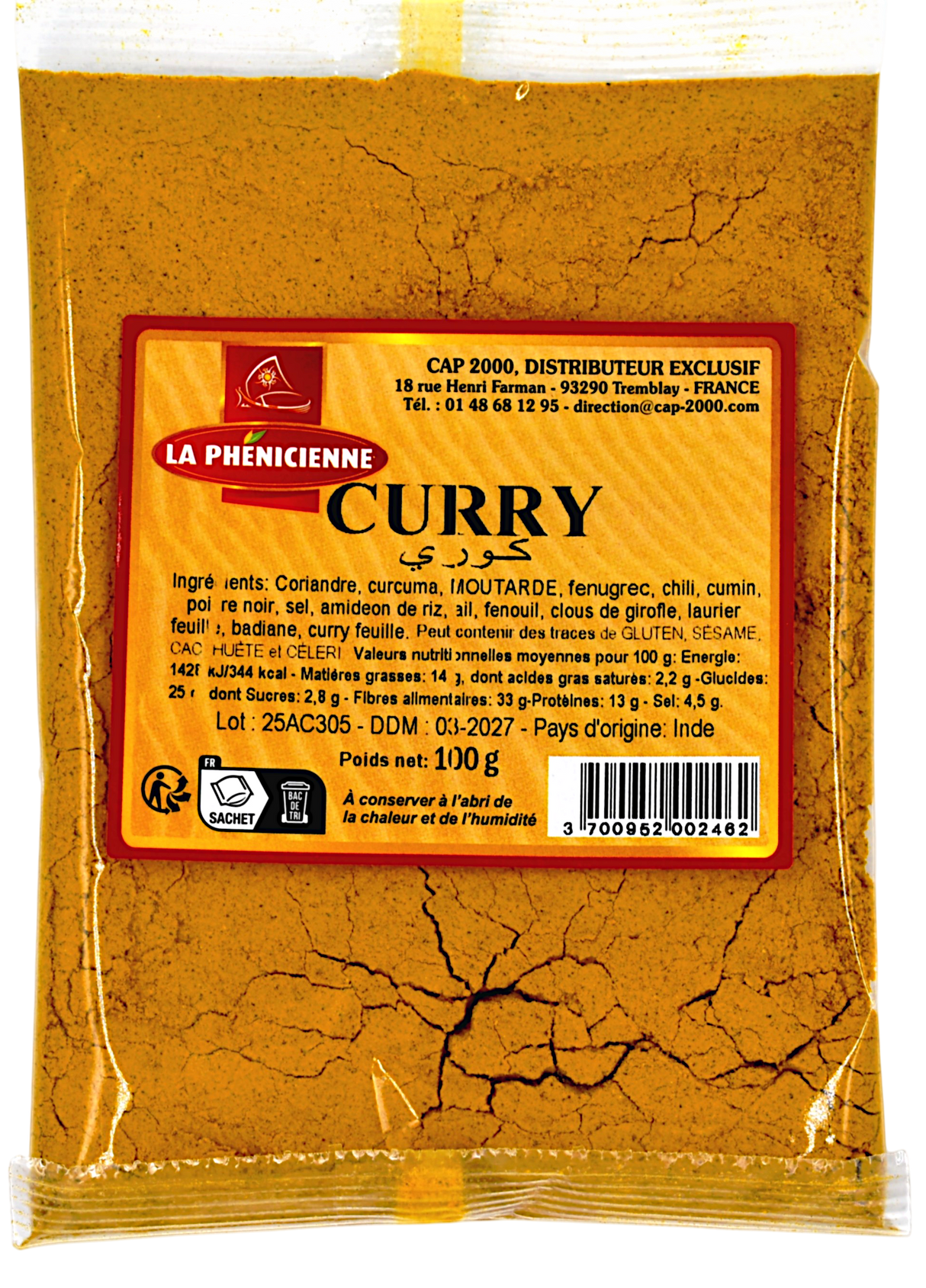 Curry indien sachet 100g - La Phénicienne