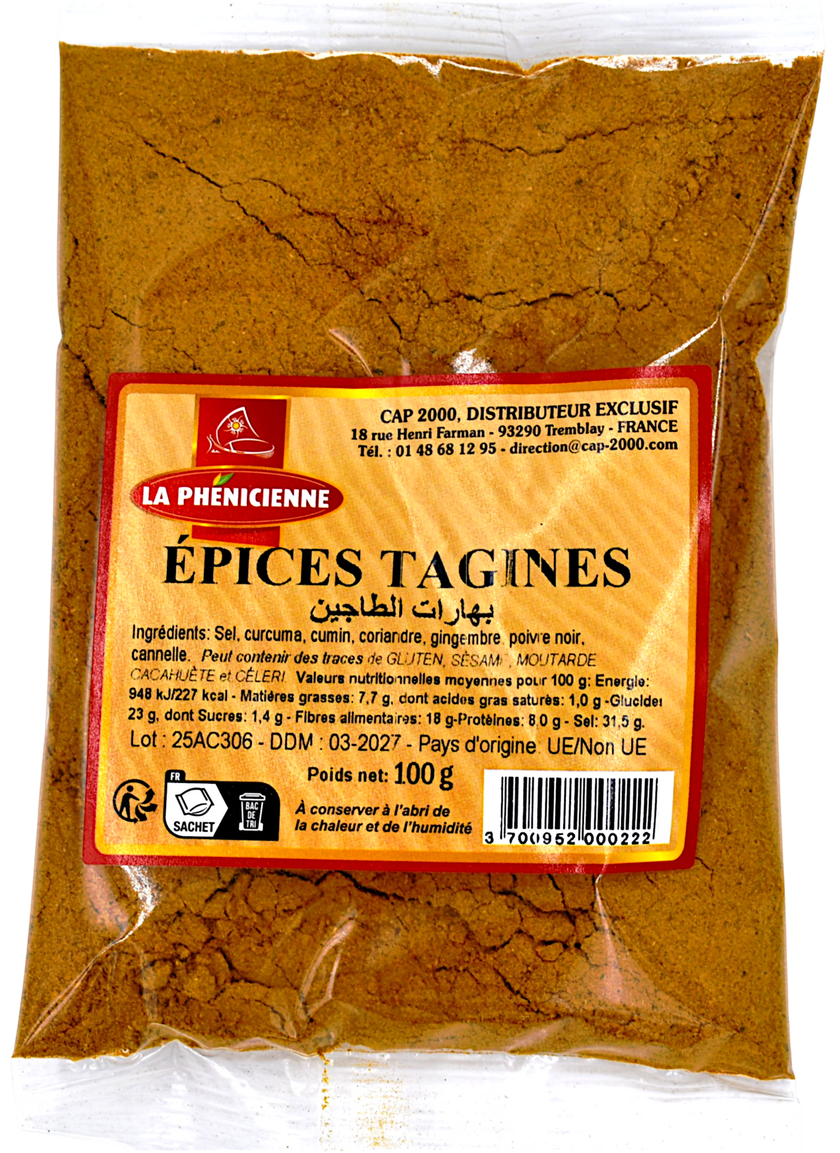 Epices tajines sachet 100g - La Phénicienne