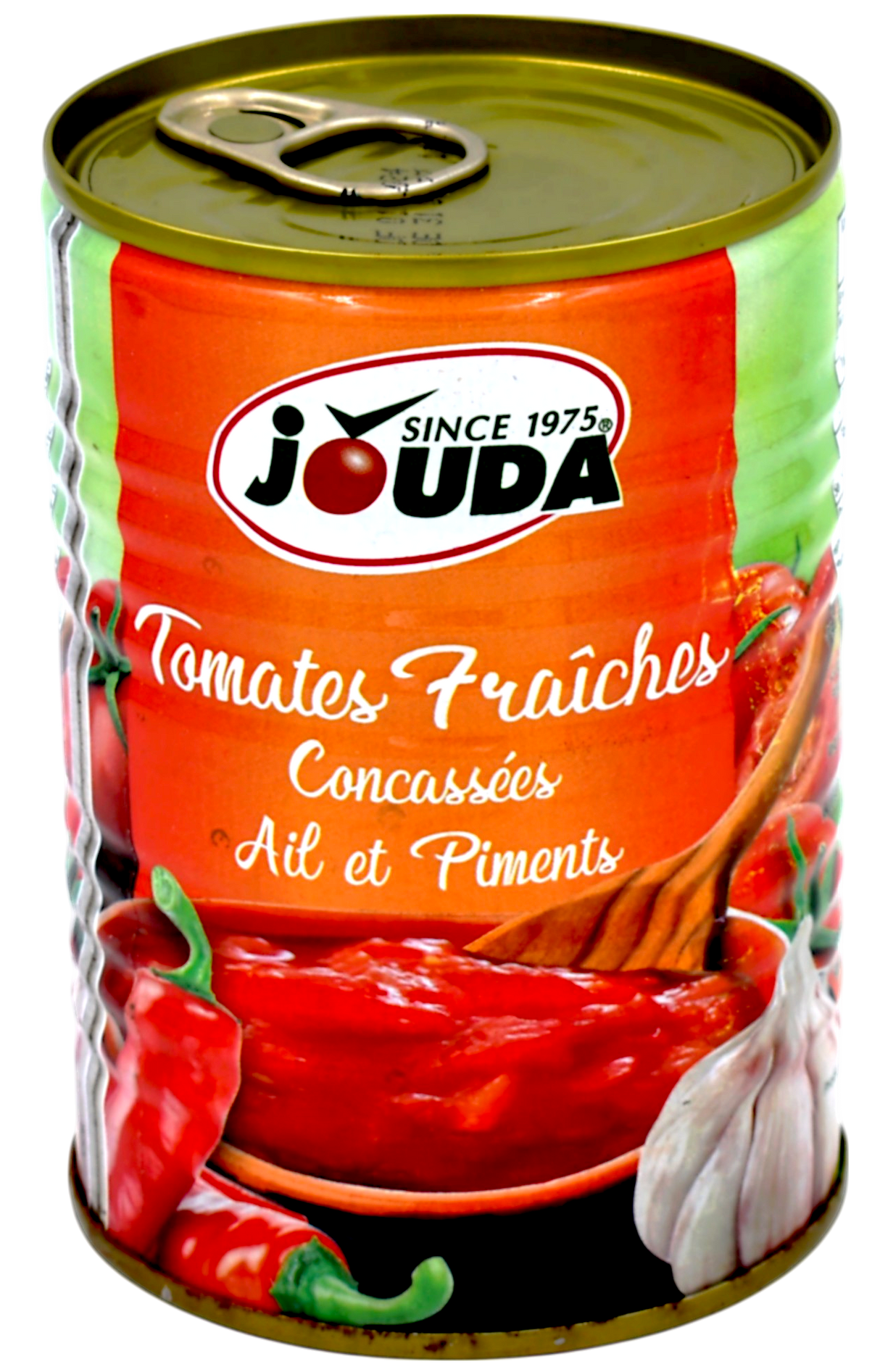 Tomates concassées piments et ails 1/2 - Jouda